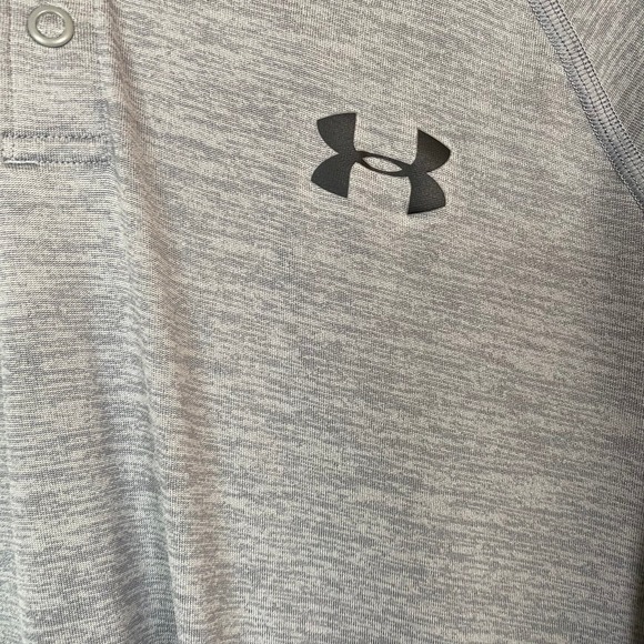 Under Armour Snap Button Heat Gear Long Sleeve Shirt Pullover Medium Loose Gray - Picture 4 of 7
